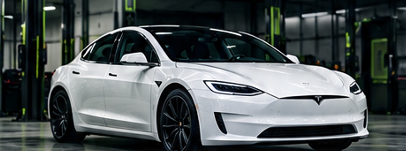 Samochód Tesla w warsztacie Green Garage